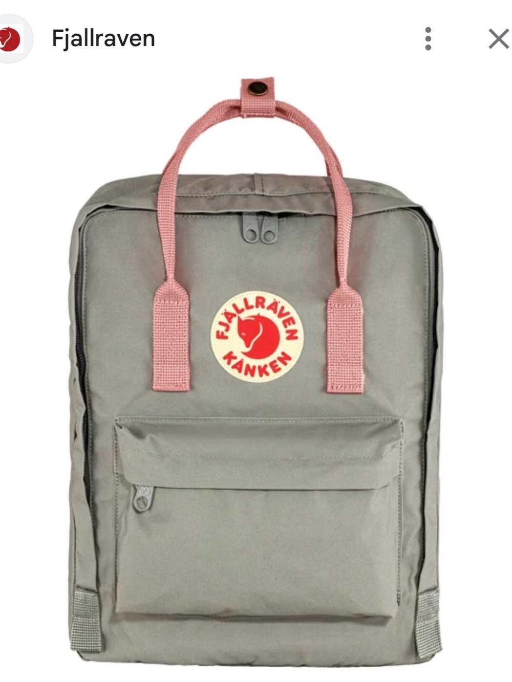 Fjallraven Kånken Kids Backpack in Gray with Pink Handles